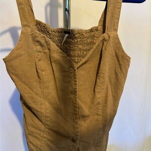 Tan Button-Up Sleeveless Top